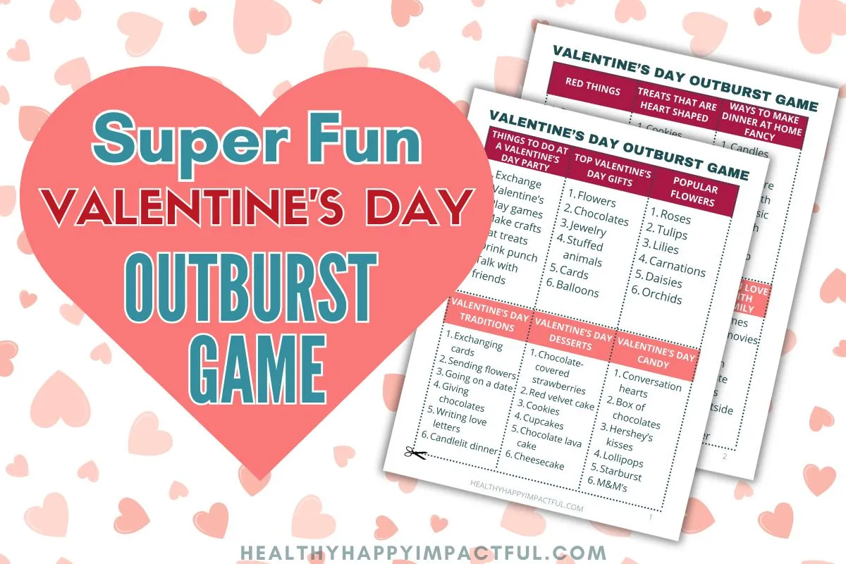 Valentine's Day outburst party game for kids and adults