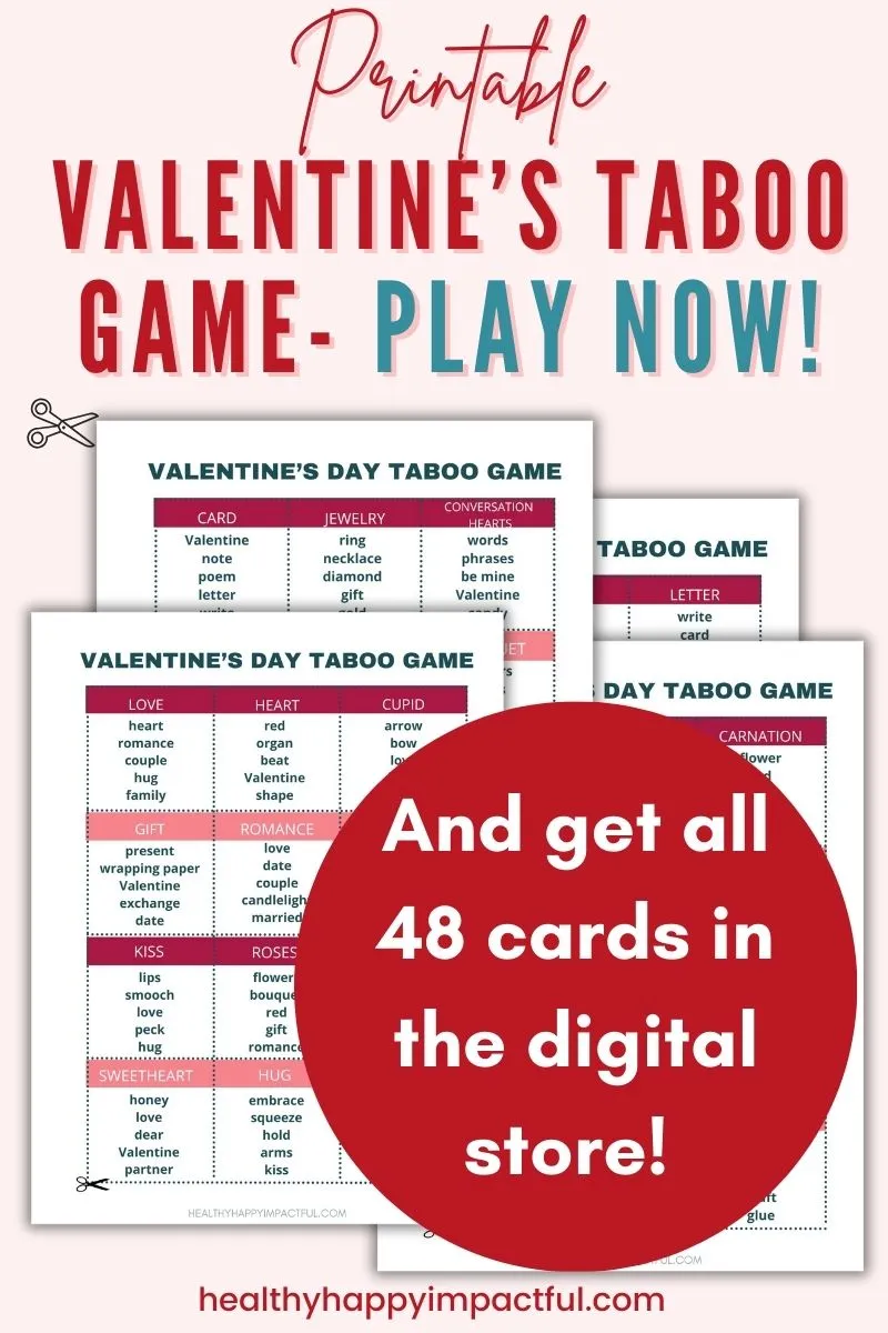 valentine's day printable taboo cards pdf; games