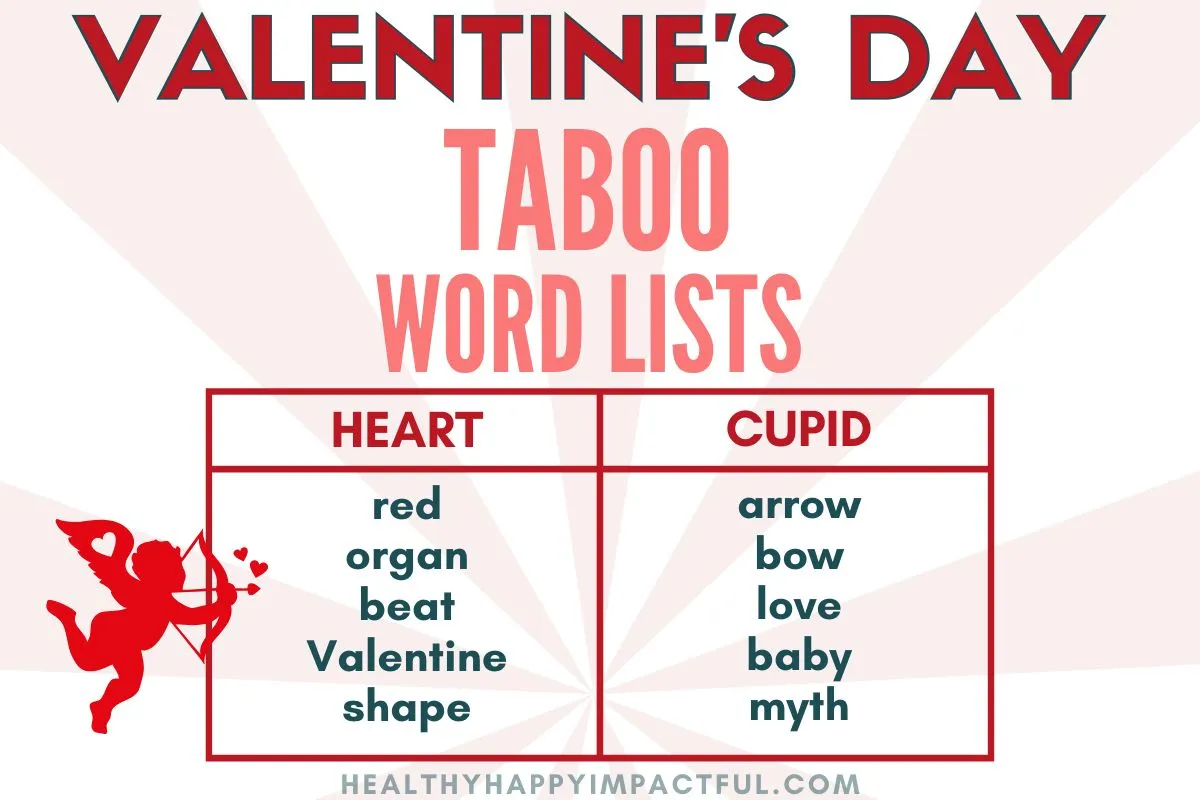 valentines day taboo game word lists; forbidden words