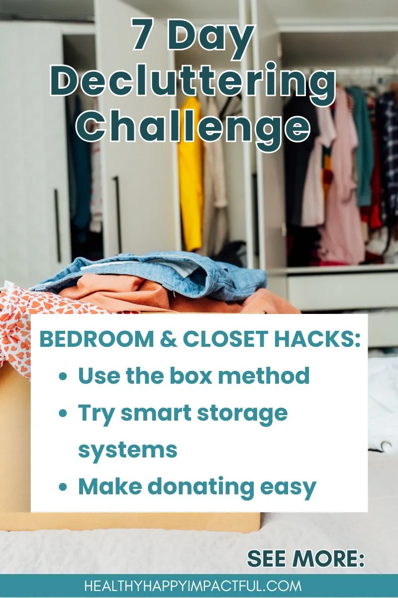 7 day decluttering challenge for bedrooms and closets