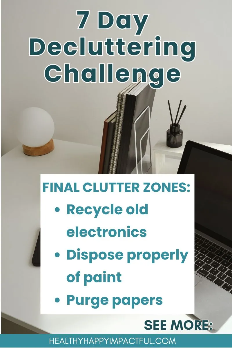 7 day declutter challenge; pet; home office; electronics; paint; paper