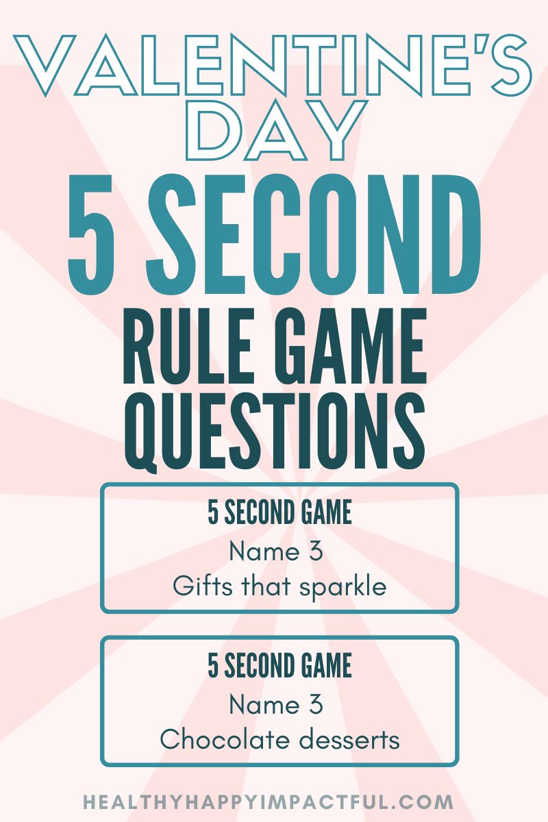 5 second rule game questions for groups and Valentine's Day party