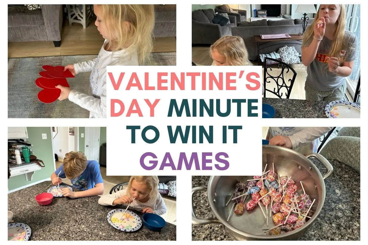 Valentines Day minute to win it games to play with kids, featured image of different challenges