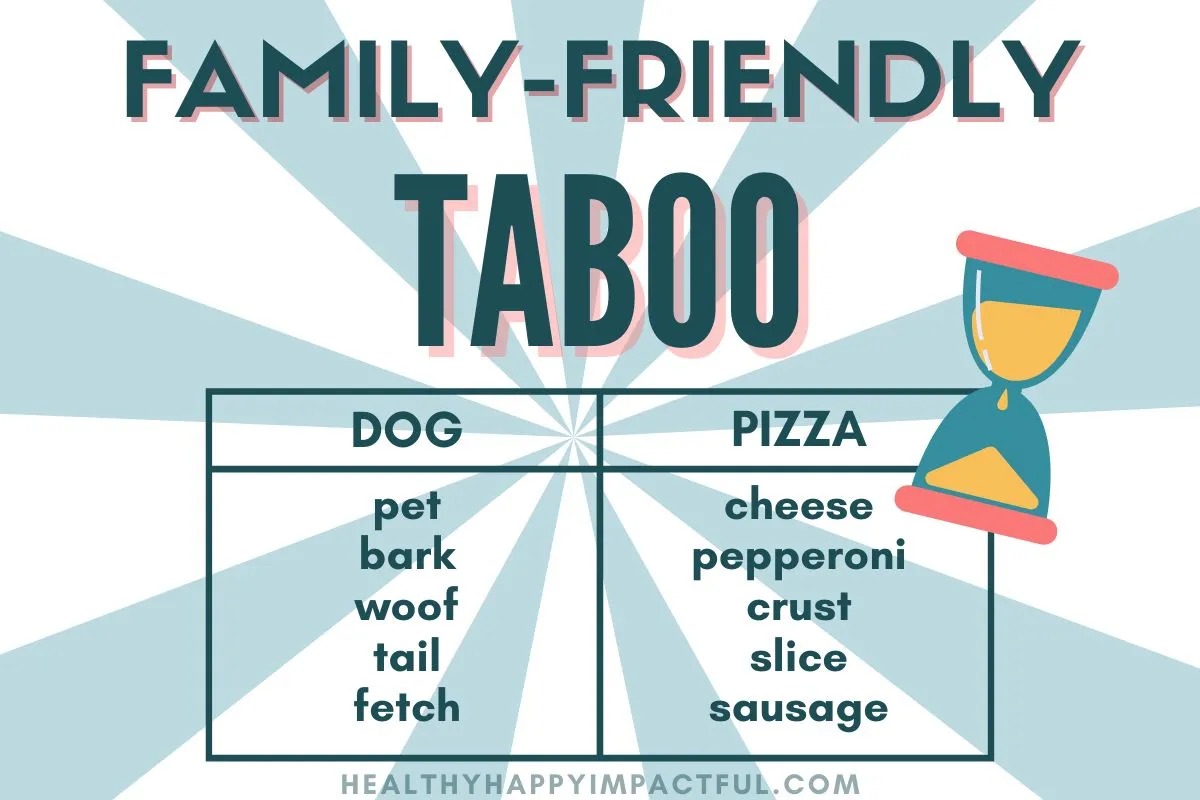 taboo game; food; kids; adults; pdf