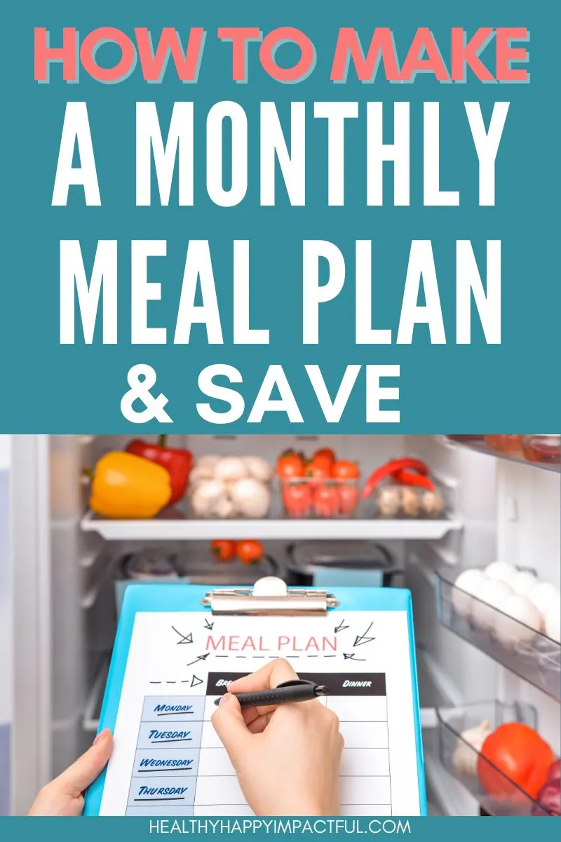 monthly meal plan ideas on a budget; menu template pin