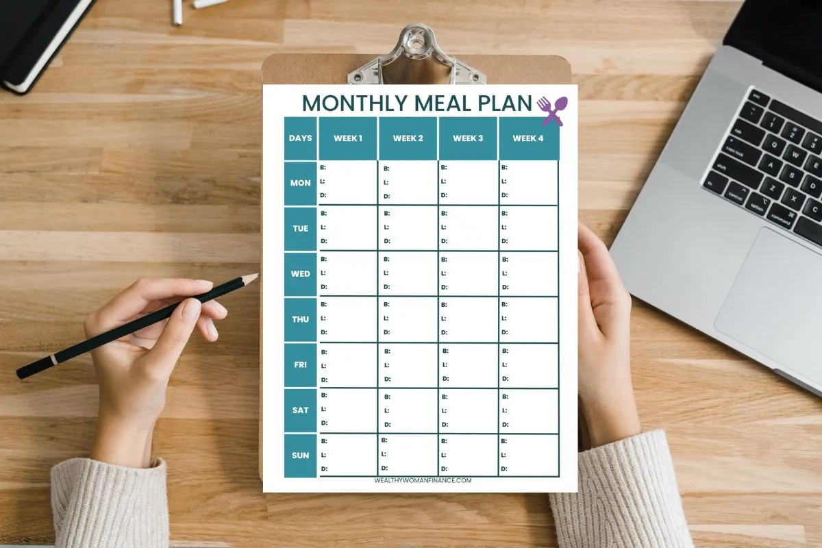 printable monthly meal planner template pdf; free