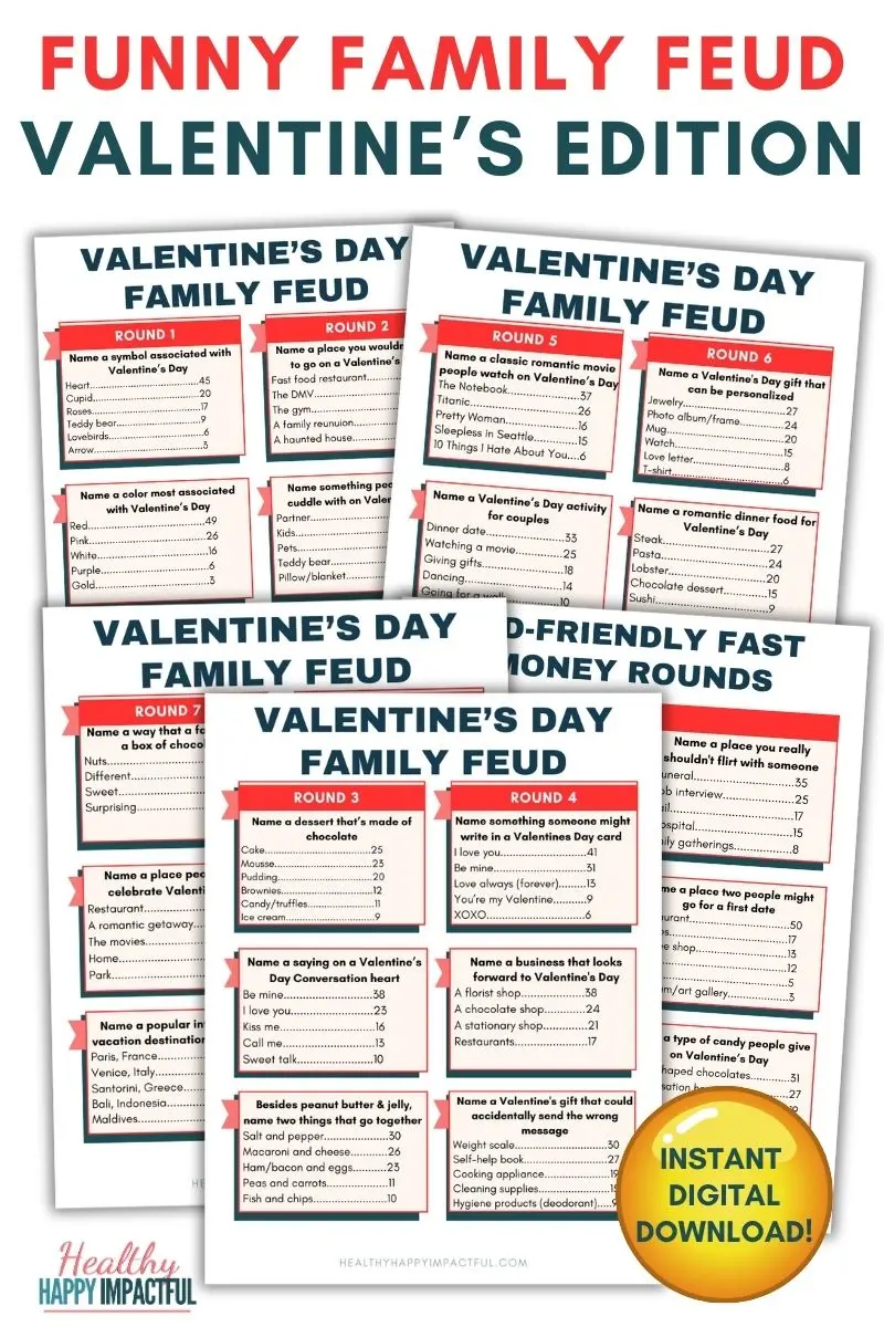 family feud printable game pdf version for Valentine's Day