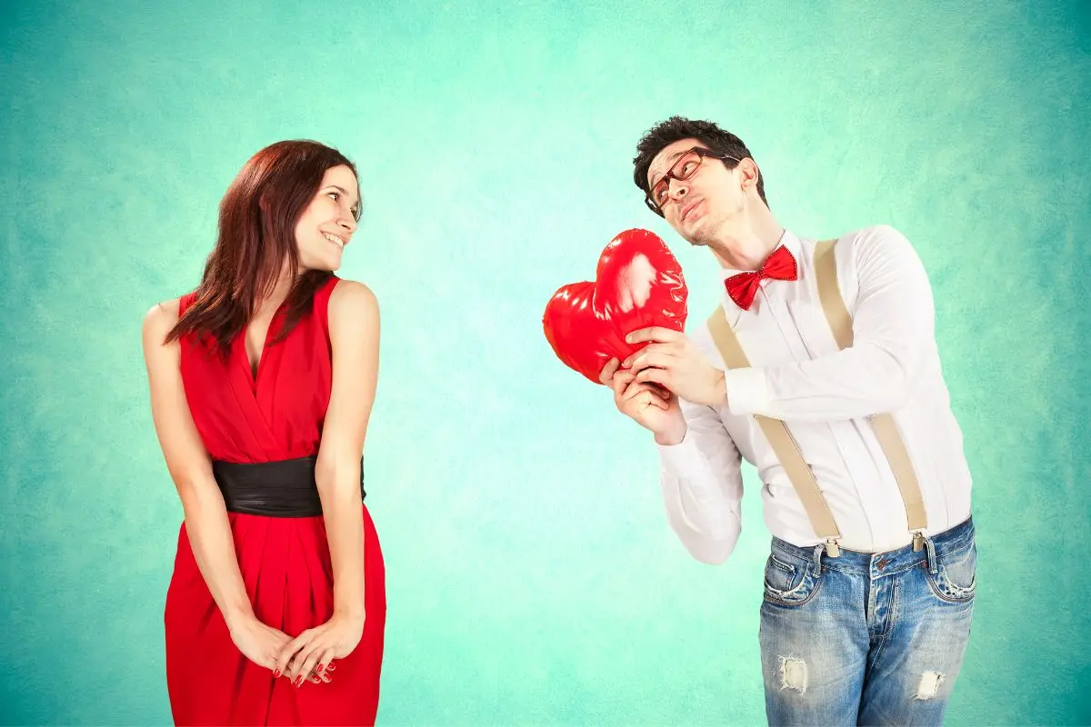 man and woman flirting, Valentine's Day family feud game featured image