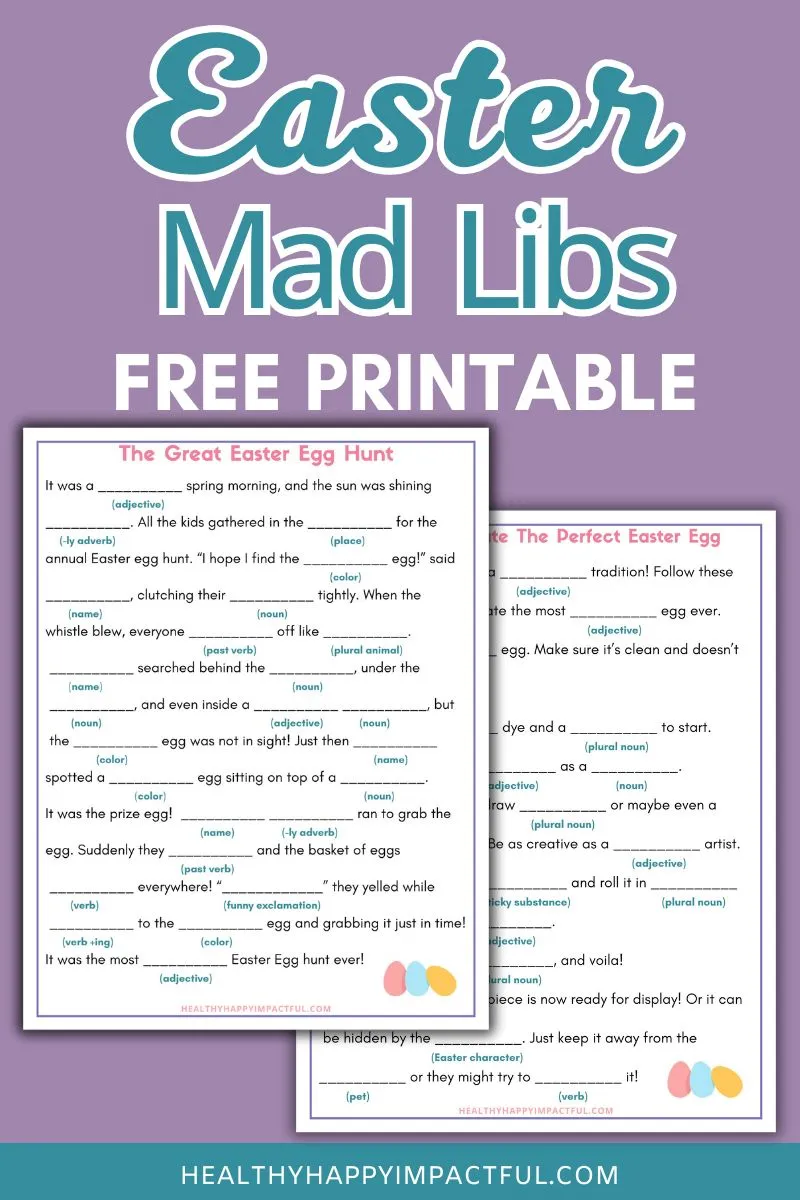 Easter and spring mad libs free printable; classrooms; home game; party