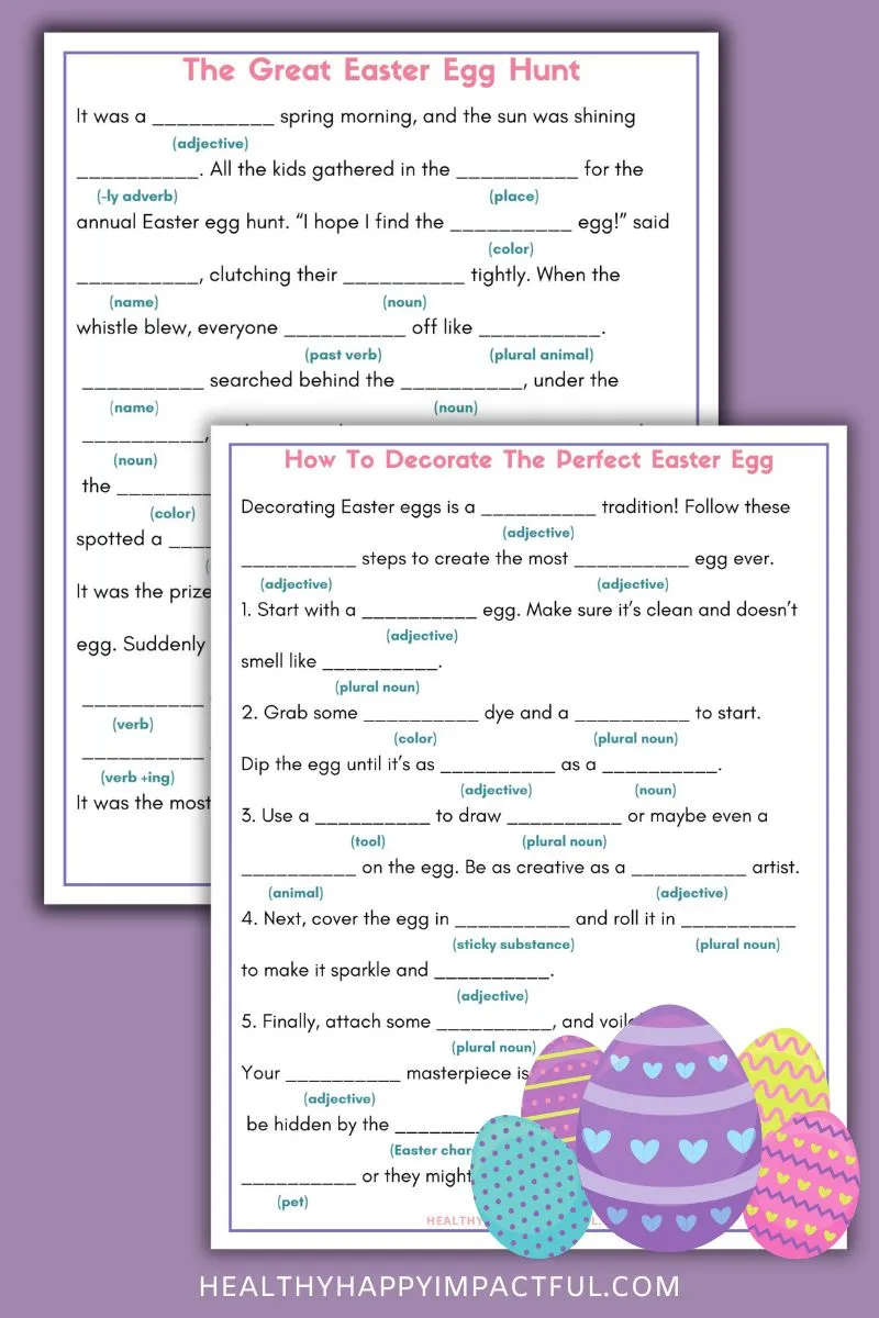 Easter mad libs; funny games and activities for kids