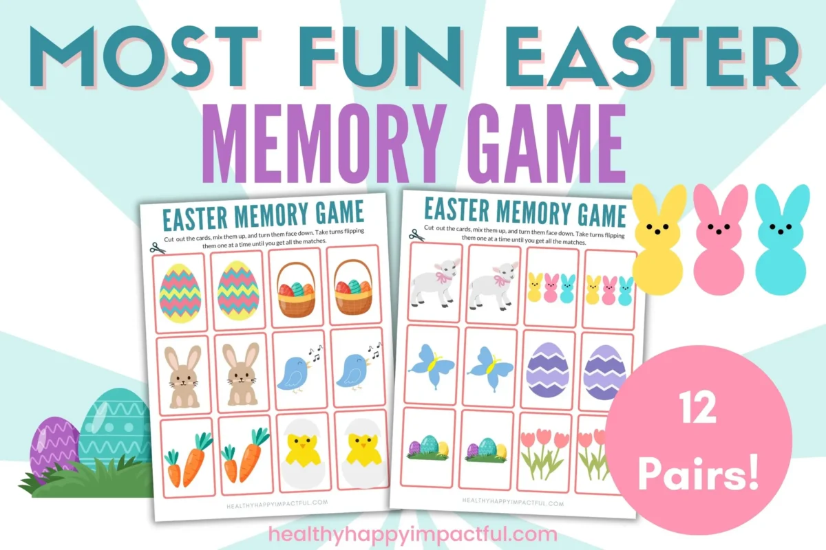 Easy Easter memory game pdf for kids