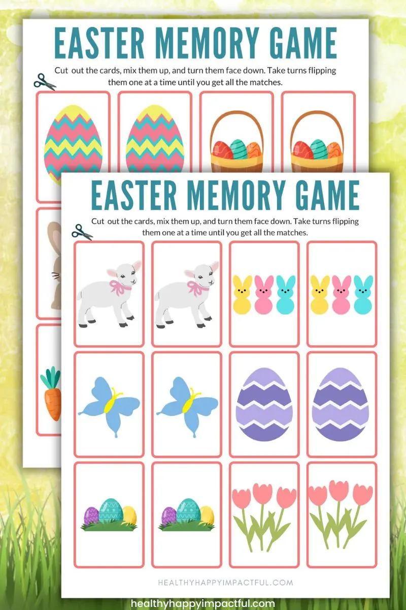 Easter egg memory card game free printables