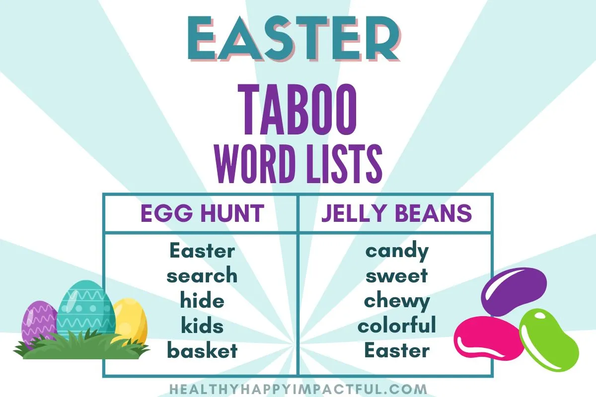 Easter taboo game word lists; forbidden words