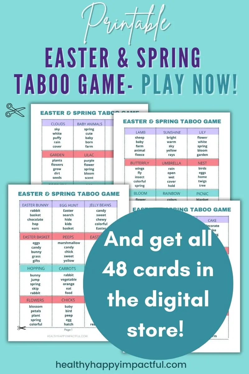 Easter and spring printable taboo cards pdf; games