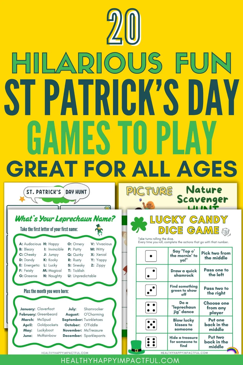 St Patrick's Day games for kids, elementary students, teens, and adults