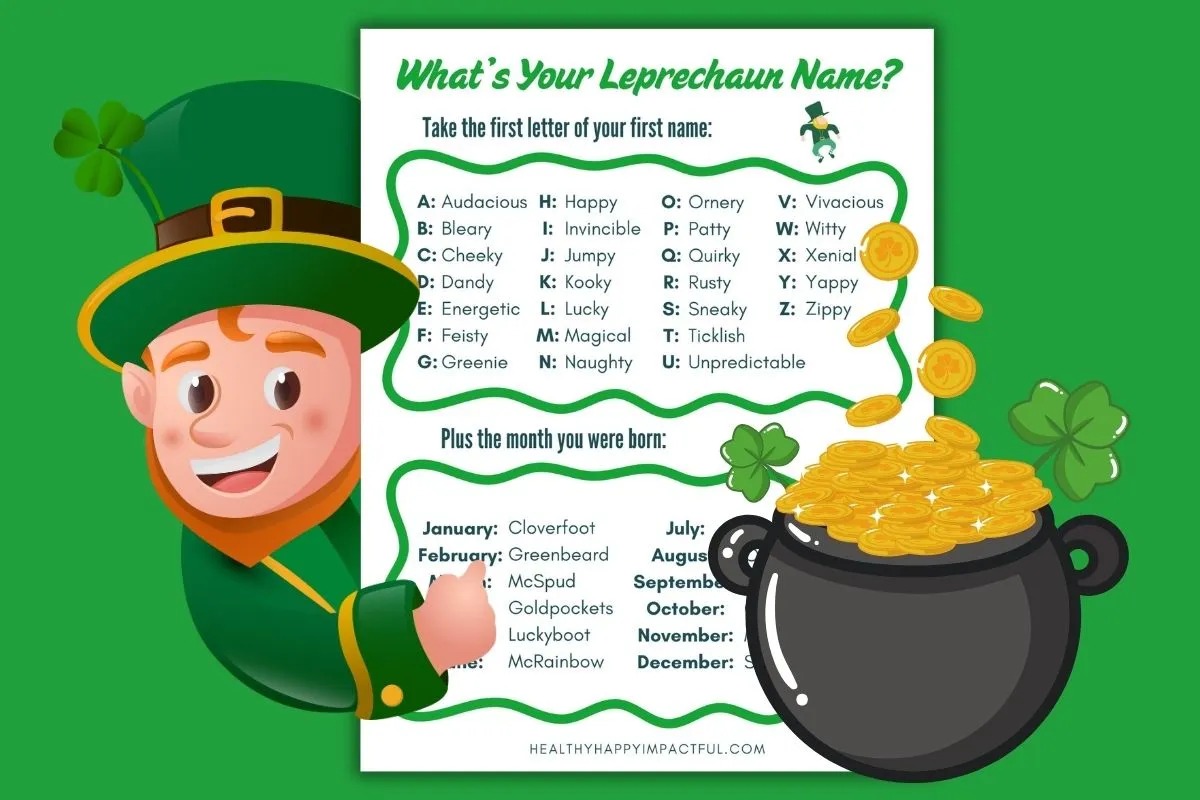 whats your leprechaun name generator game for kids free printable