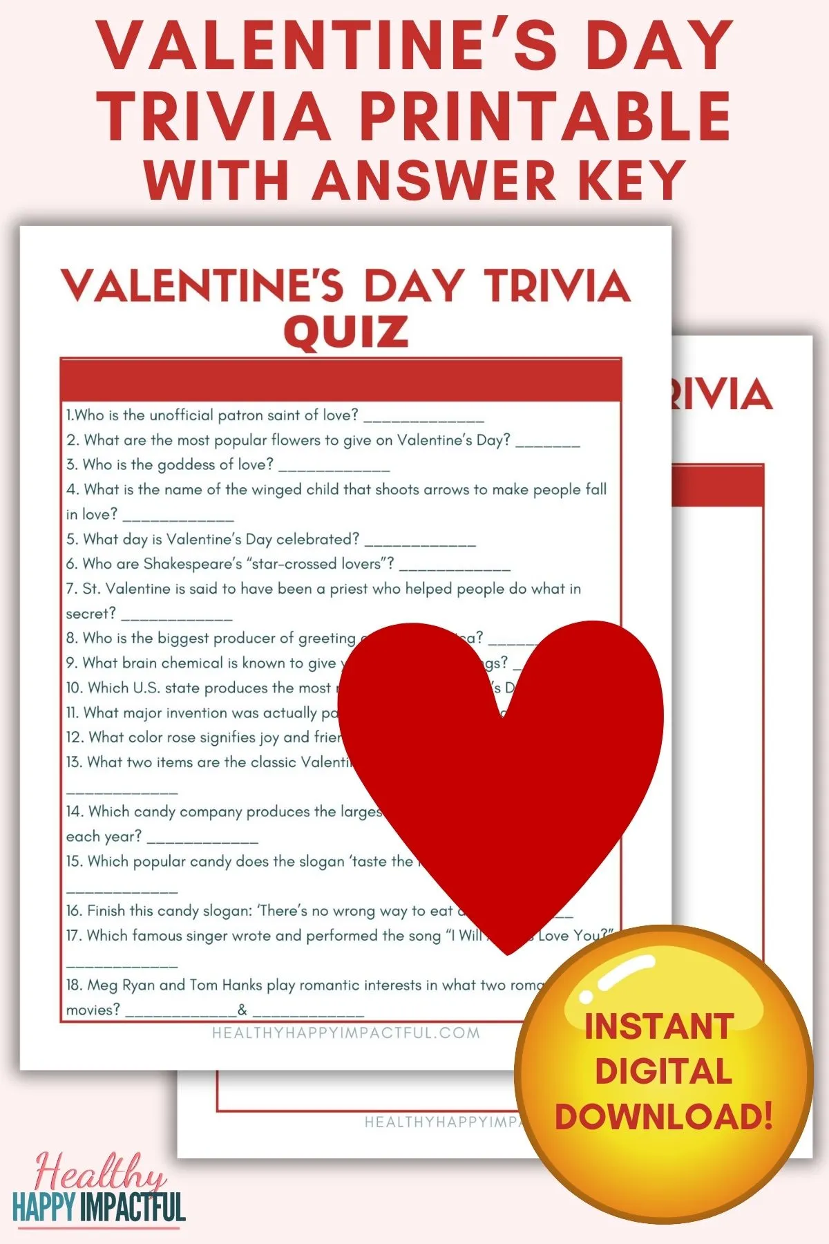 Valentine's Day trivia printable