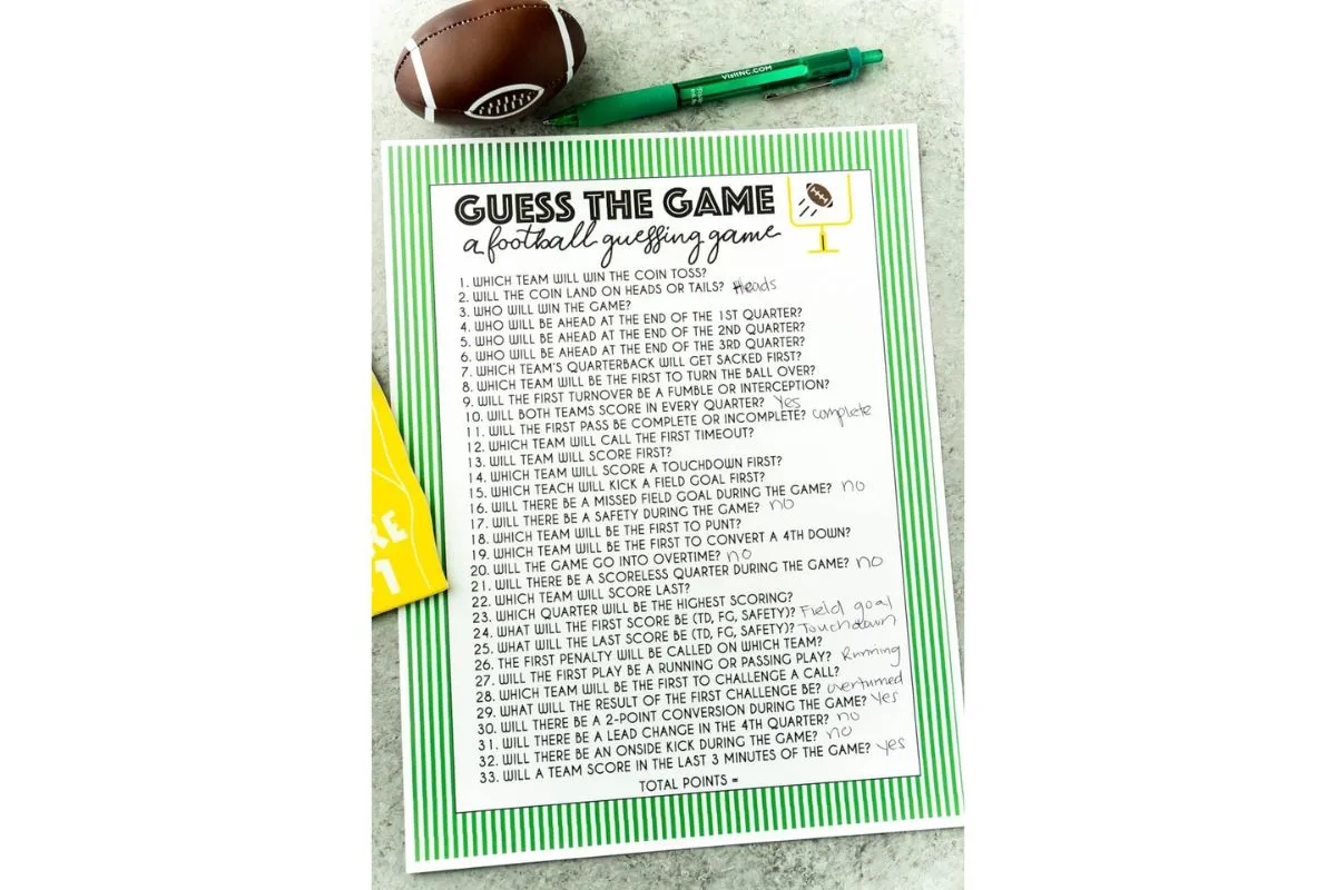 super bowl party games; guess