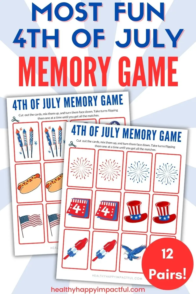 4th of July memory game for Independence Day family and groups