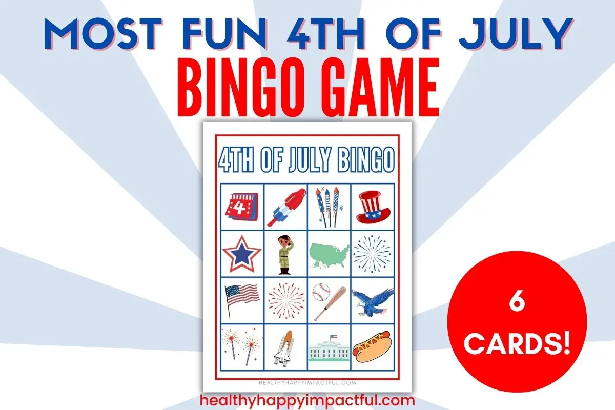 4th of July bingo game cards, free printable