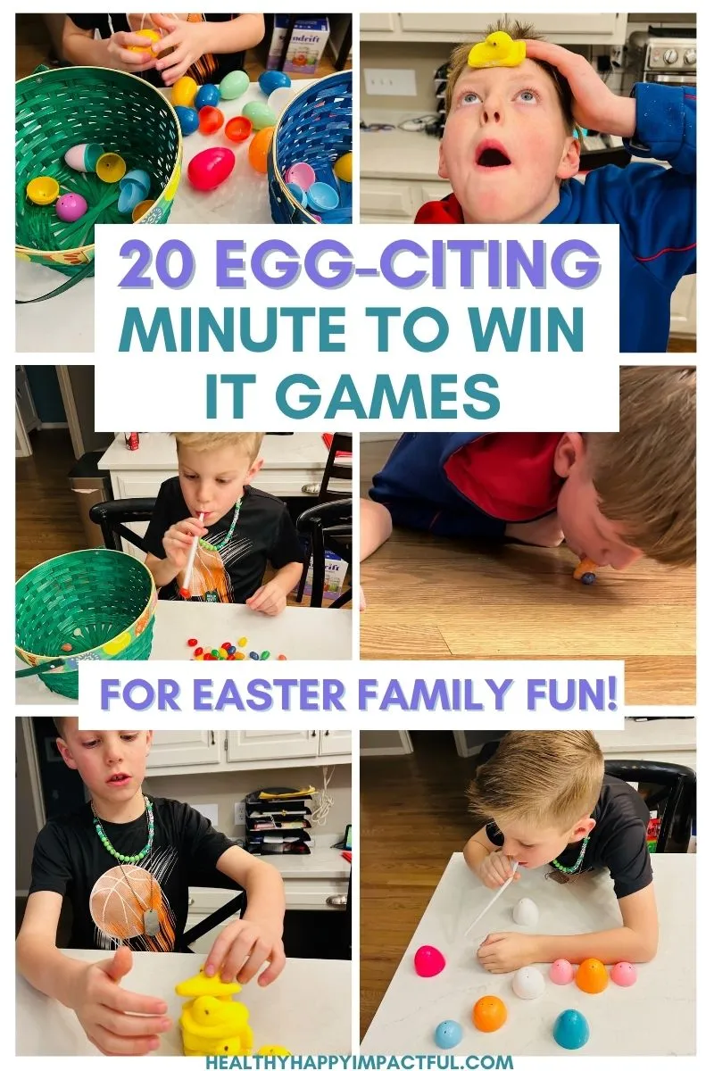 fun and easy Easter minute to win it games; eggs; jelly beans; peeps