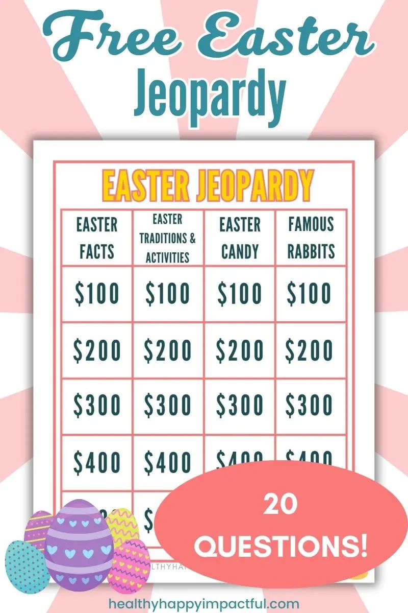 Free printable Easter jeopardy game, trivia quiz