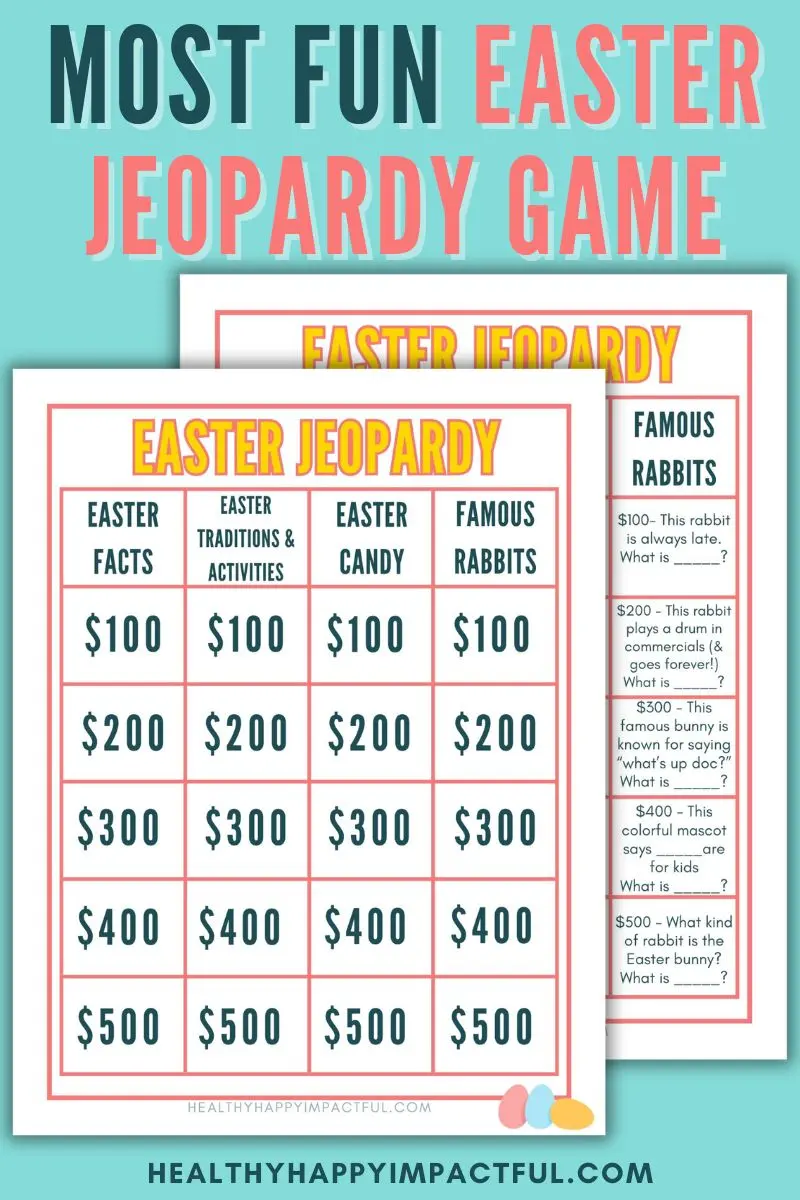 Free printable Easter jeopardy game