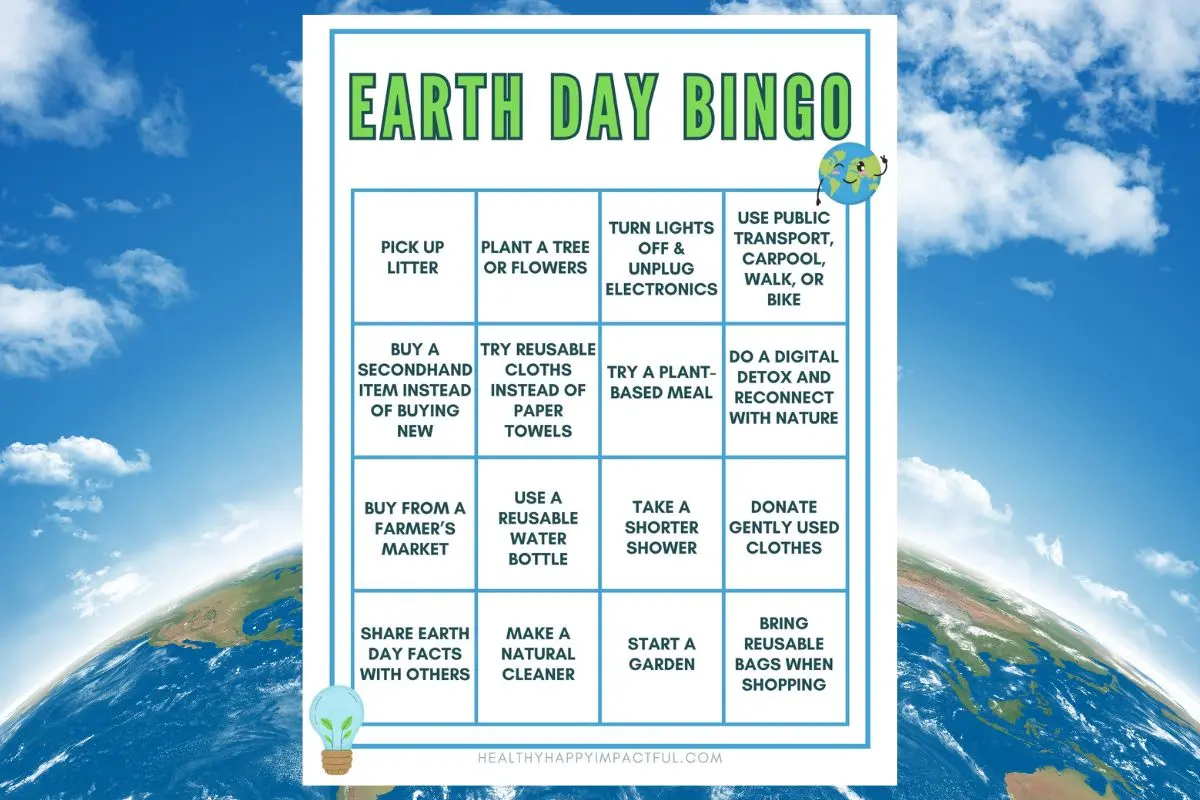 Earth Day bingo card printable game