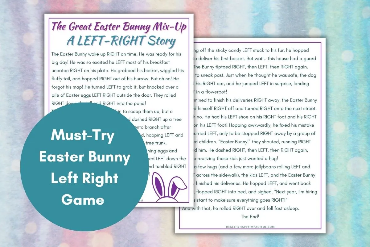 Easter left right game bunny story