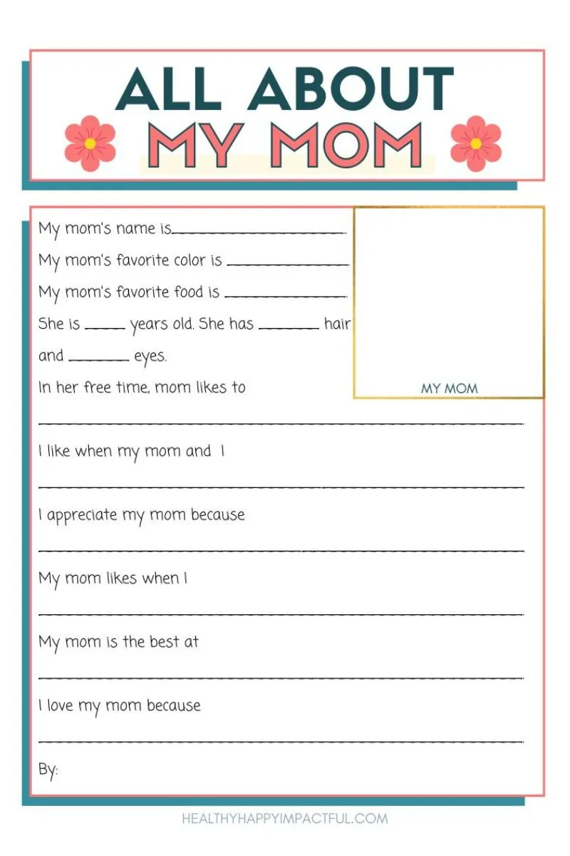 all about my mom printable