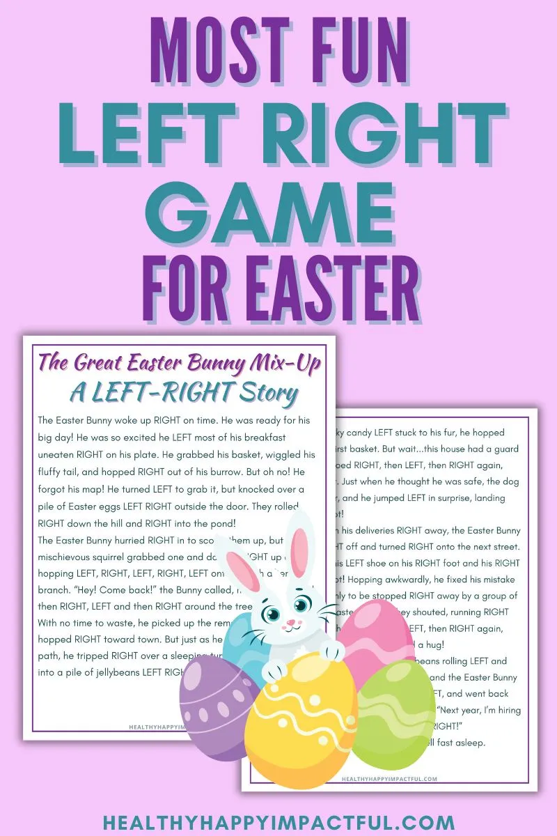 Easter left right game story pdf; bunny; free printable; rabbit; party