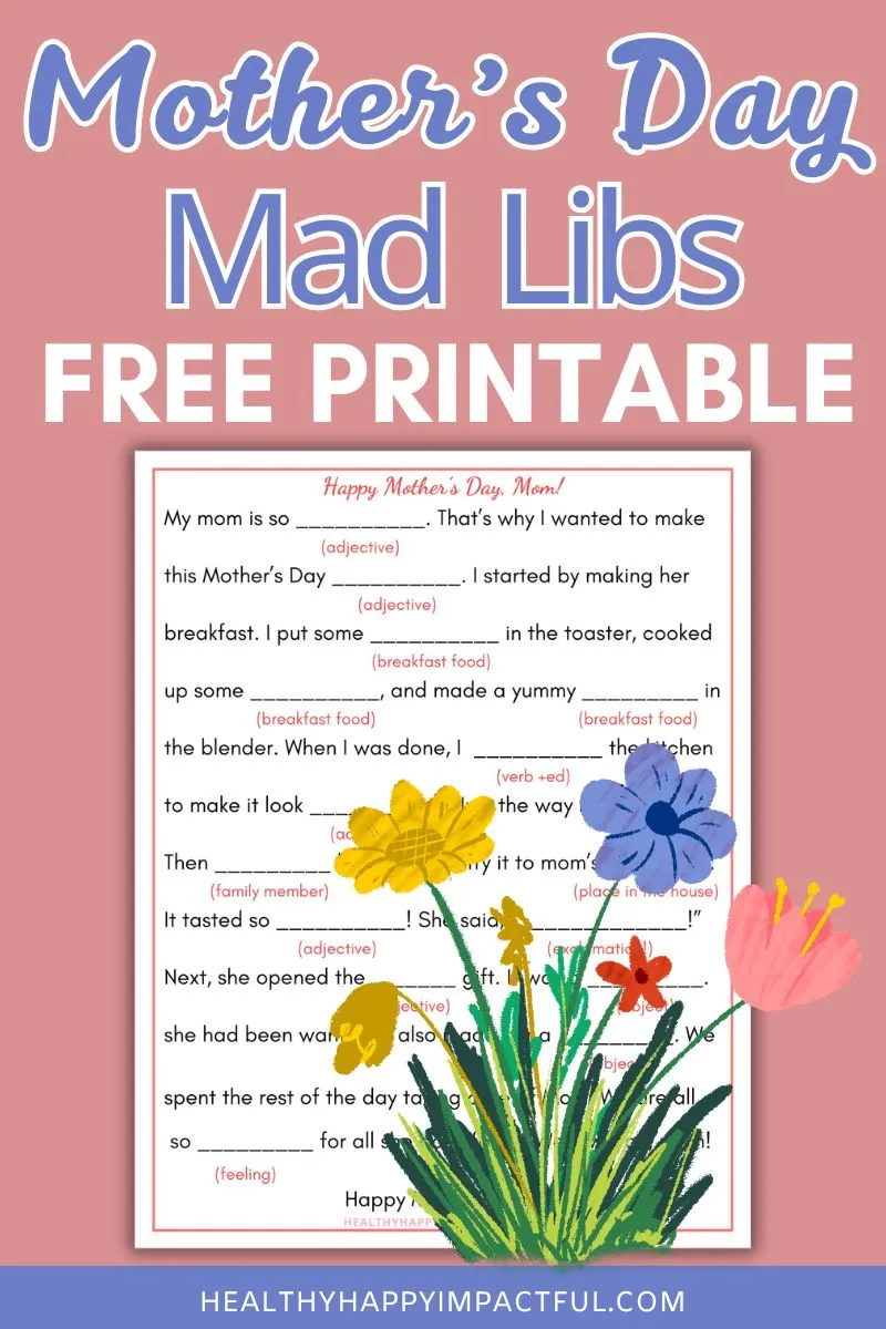 Mother's day mad libs; funny; gift; free printable