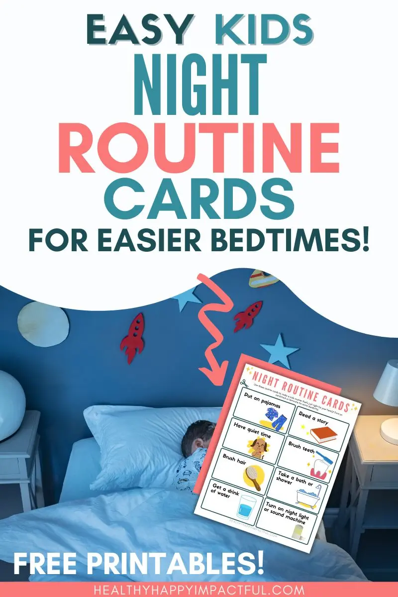 easy night routine cards for kids, bedtime