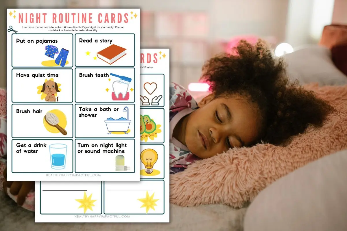 night routine cards for kids bedtime, easy free printable