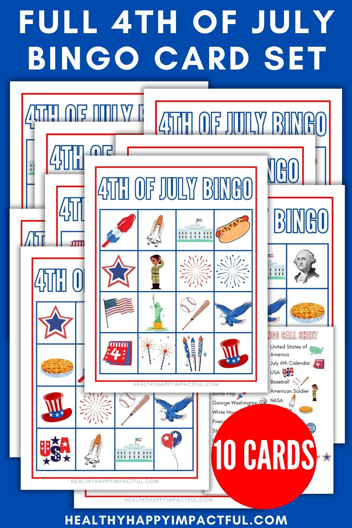 4th of july bingo card set