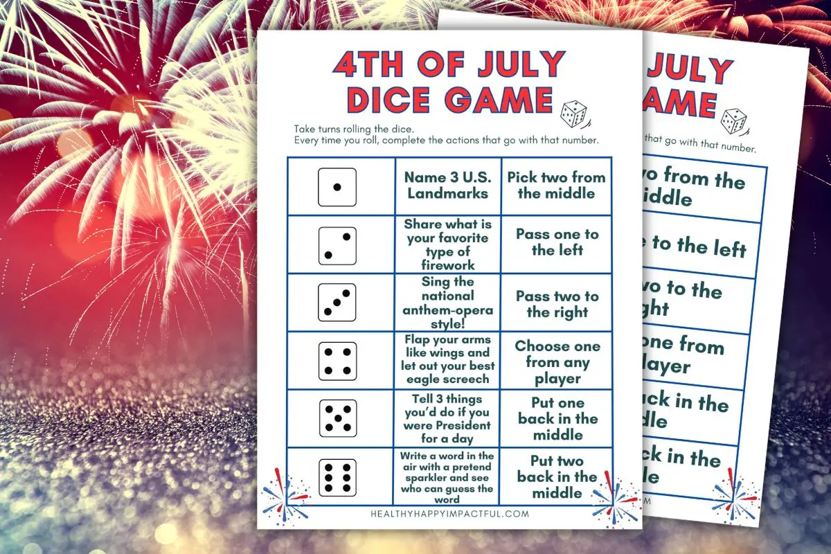 4th of July candy dice game for Independence Day