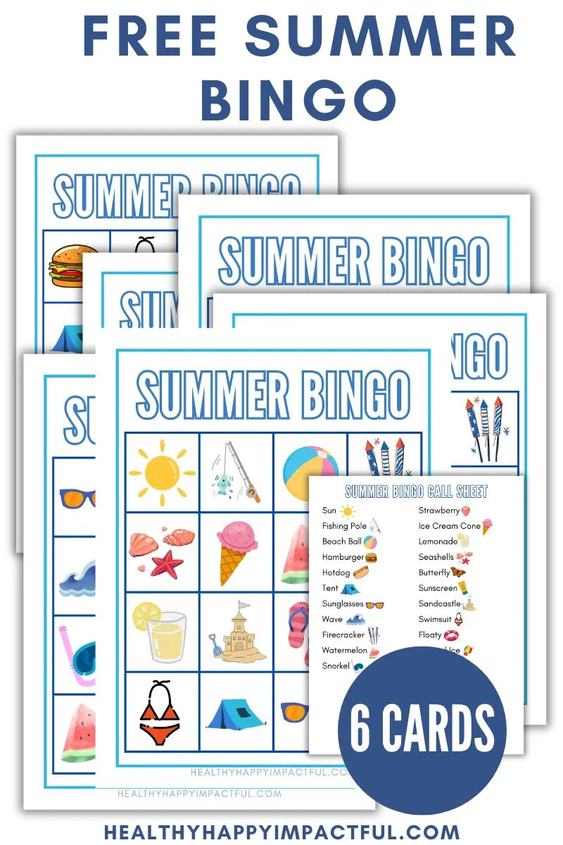 summer bingo printable free board cards; nature