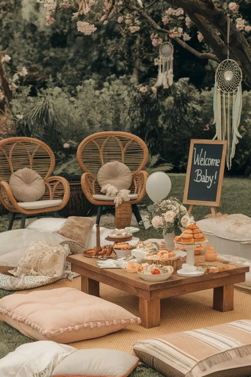 baby in bloom backyard party