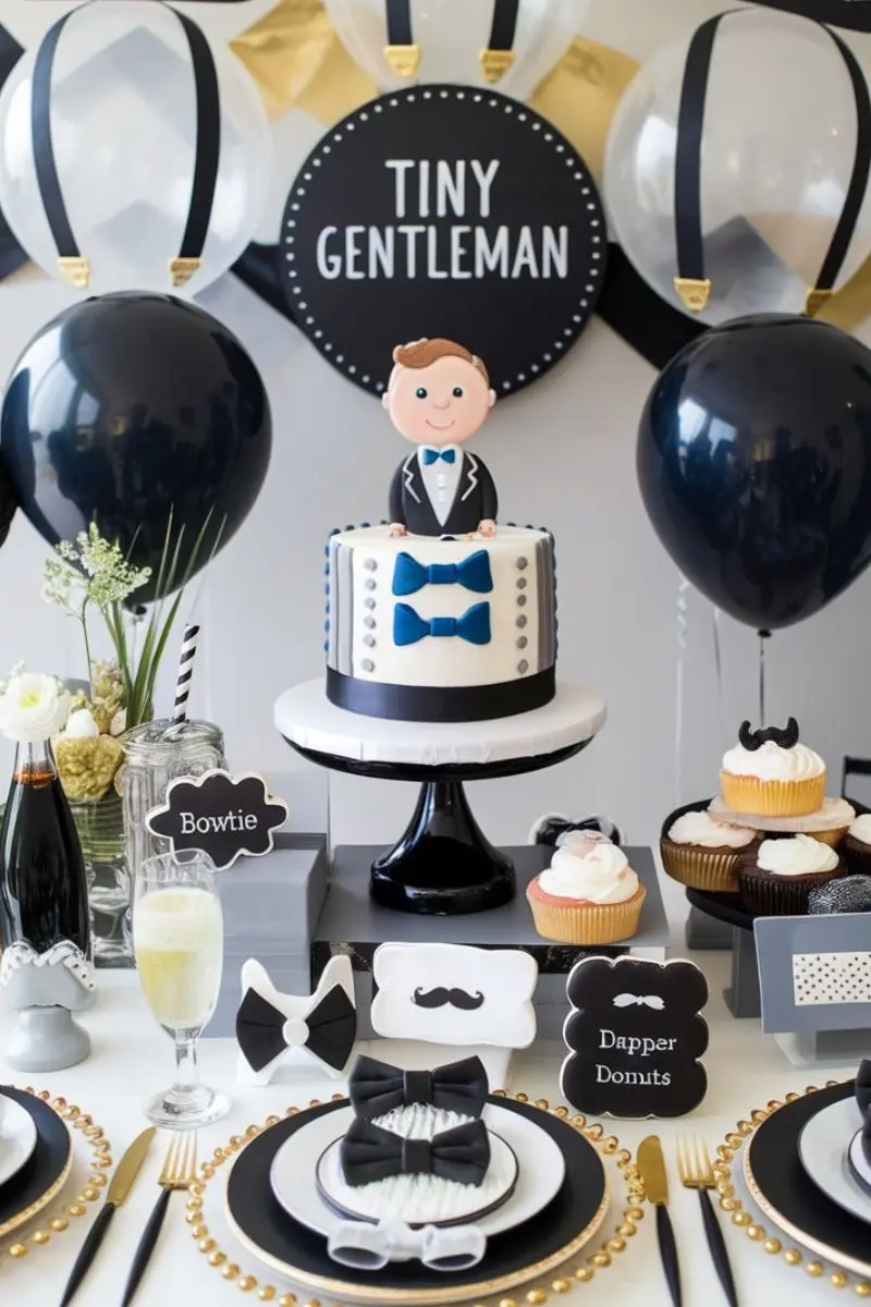 themes for boy baby shower, tiny gentleman