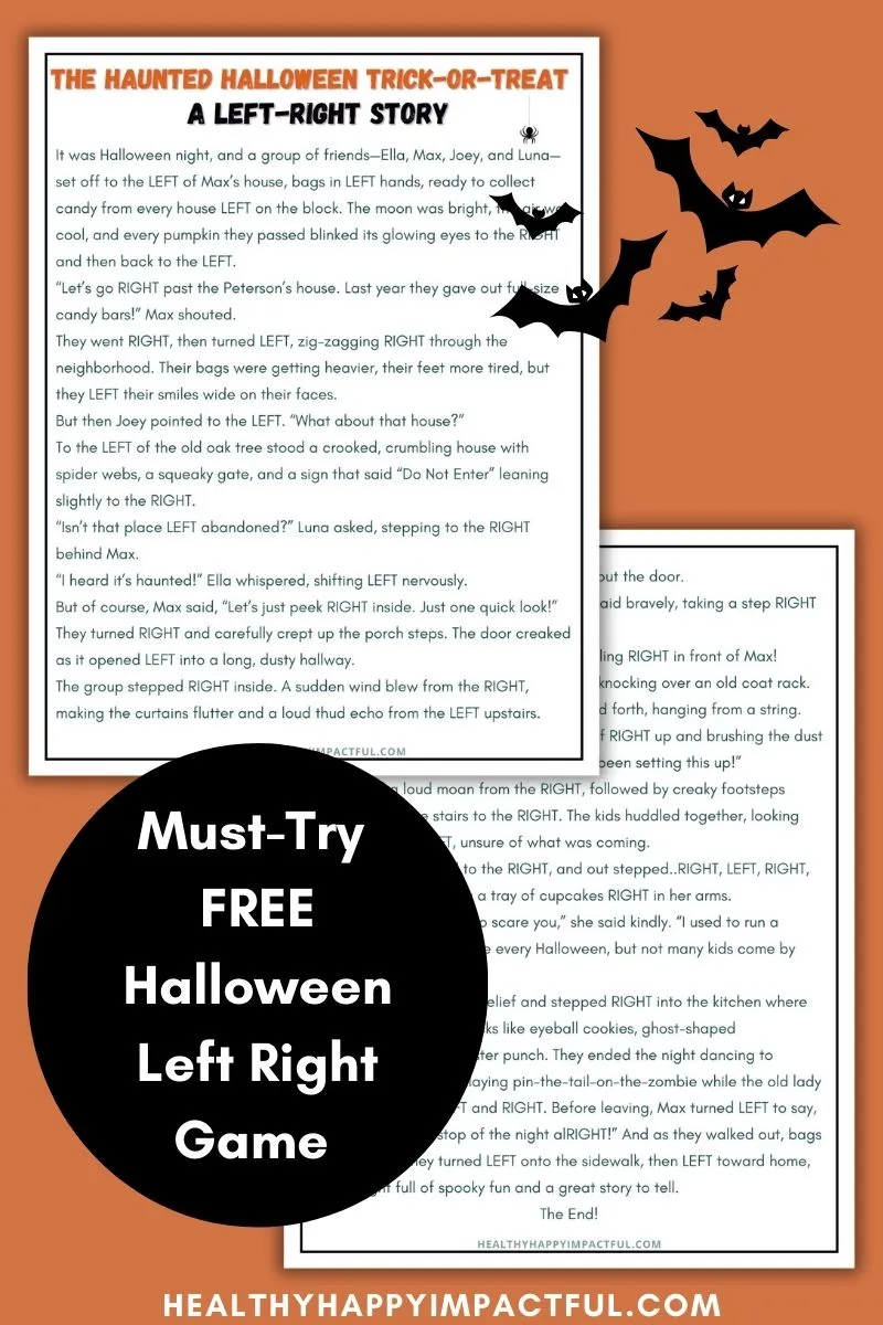 left right game Halloween 1 result Halloween left right story game free printable