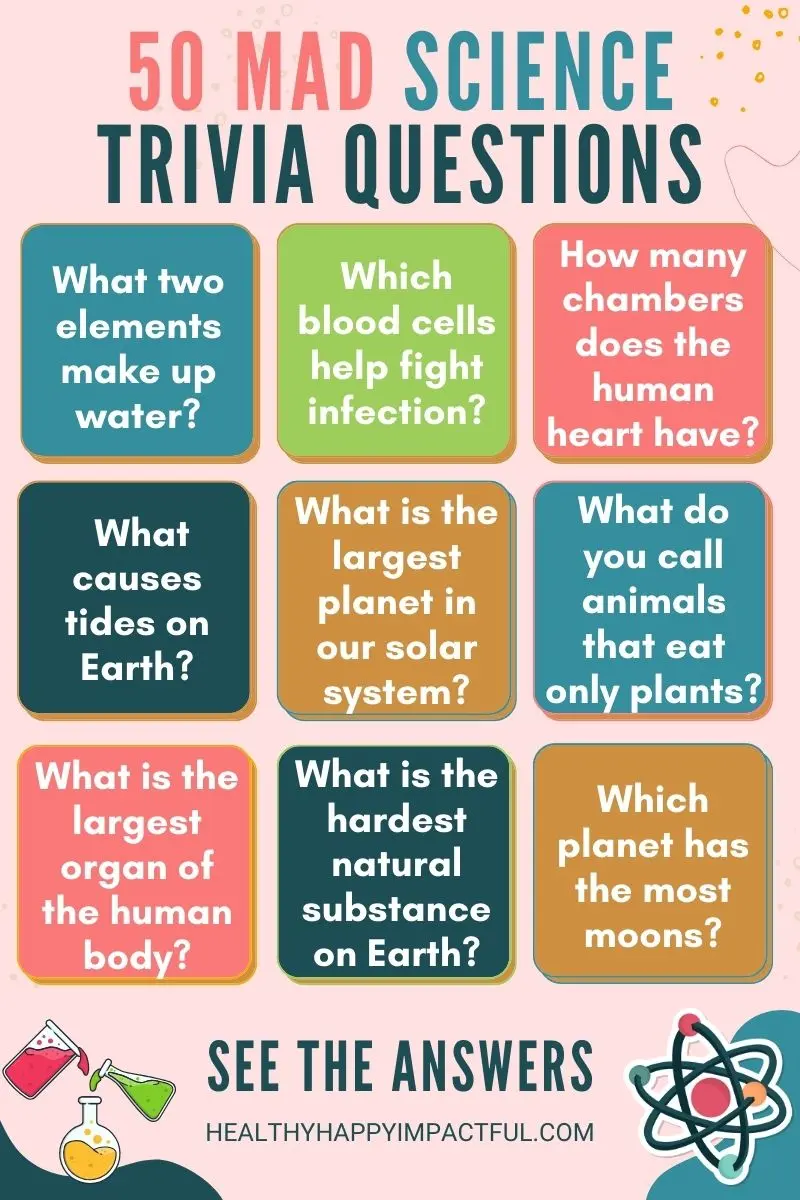 science trivia questions for kids and adults, quiz and fun facts about science