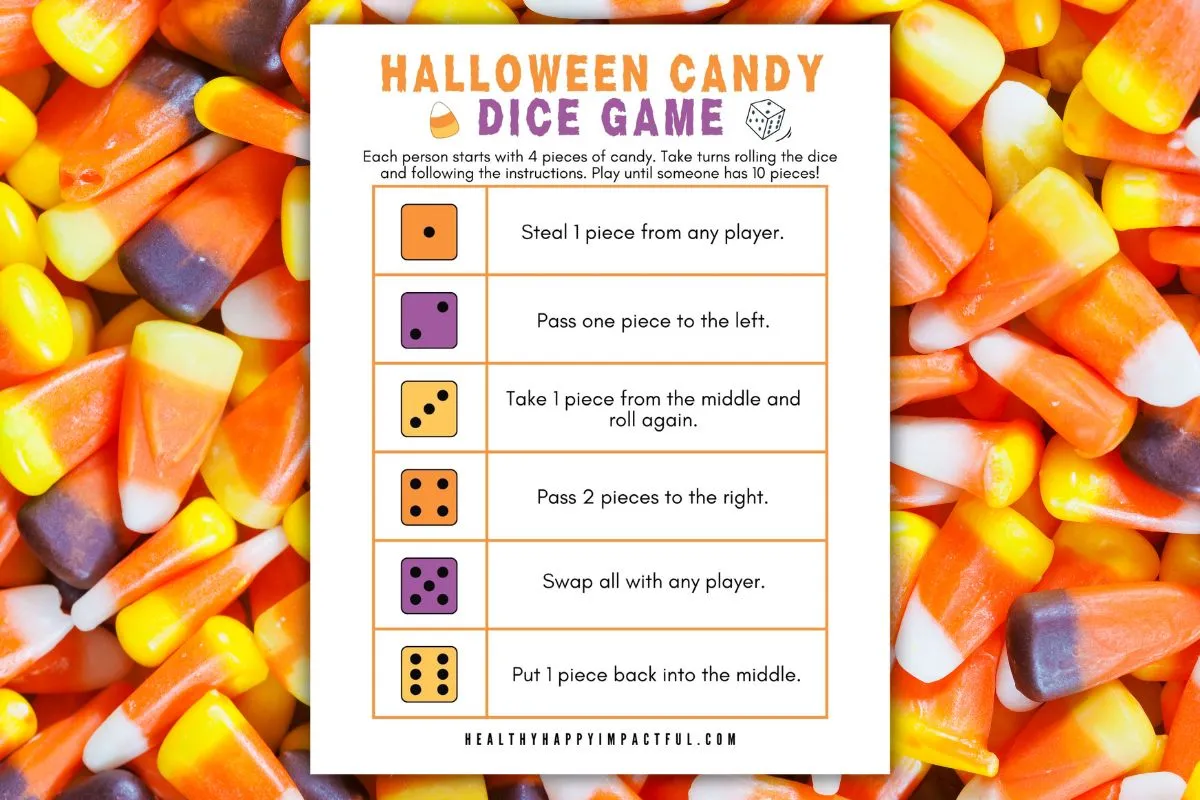 Halloween roll a dice game