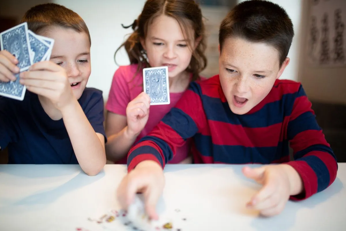 kids playing card games with a standard deck