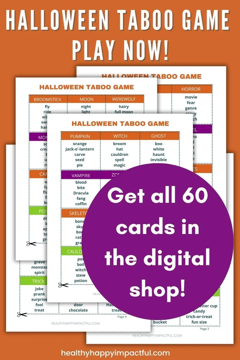 Halloween taboo game cards