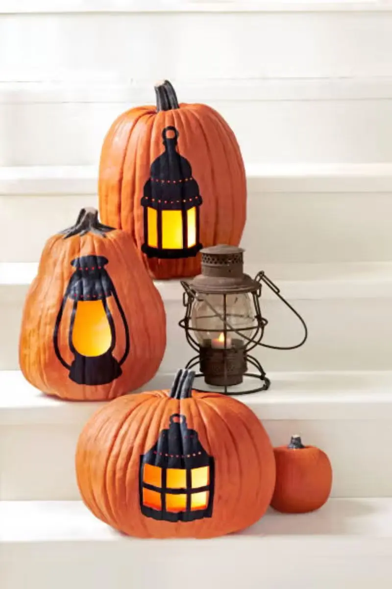 pumpkin faces 4 result lanterns in pumpkins