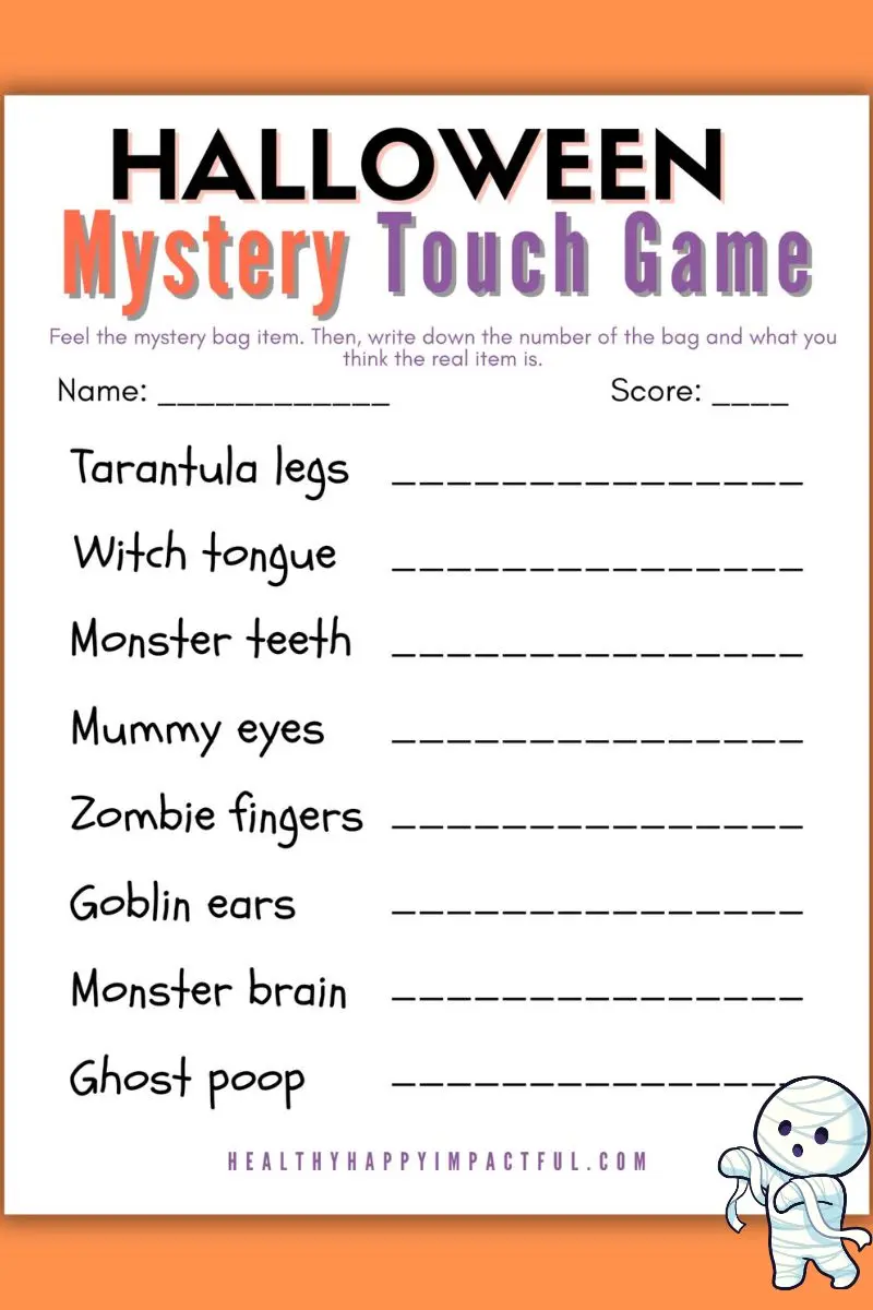 Free printable Halloween touch and feel game