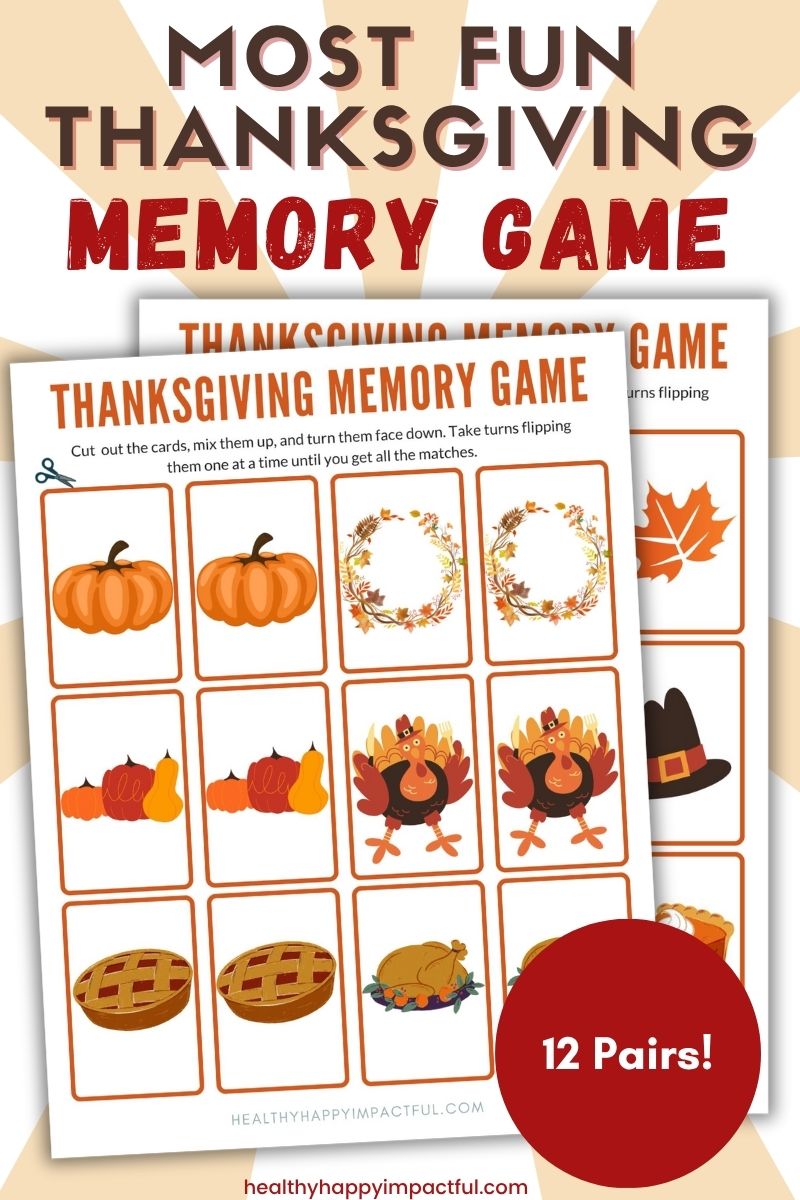 Thanksgiving themed memory game cards