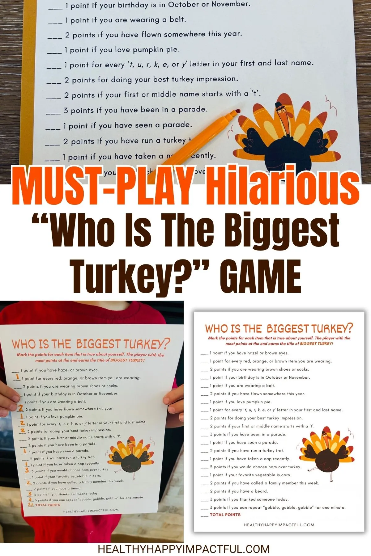 who is the biggest turkey game free printable