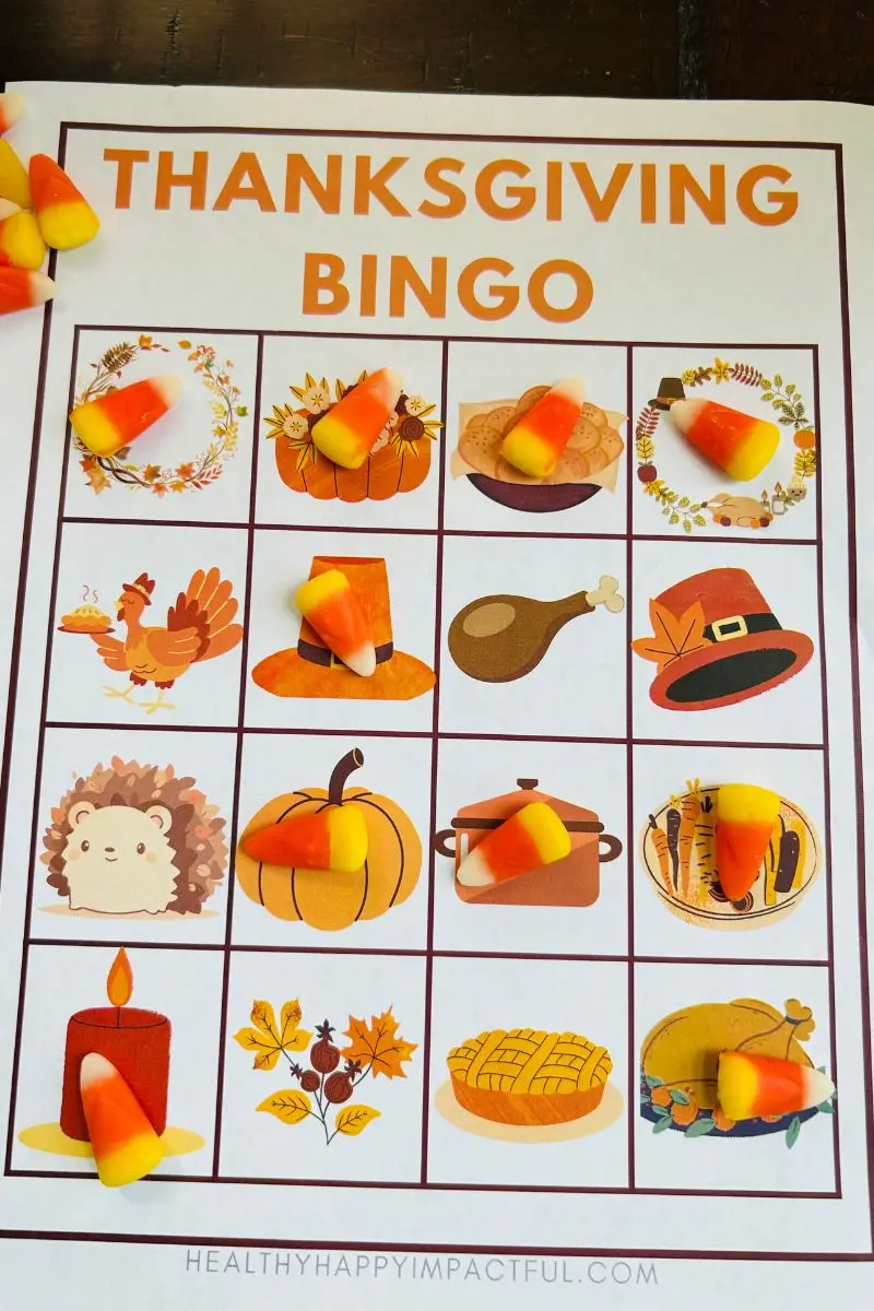 example of bingo game in action with candy corn markers