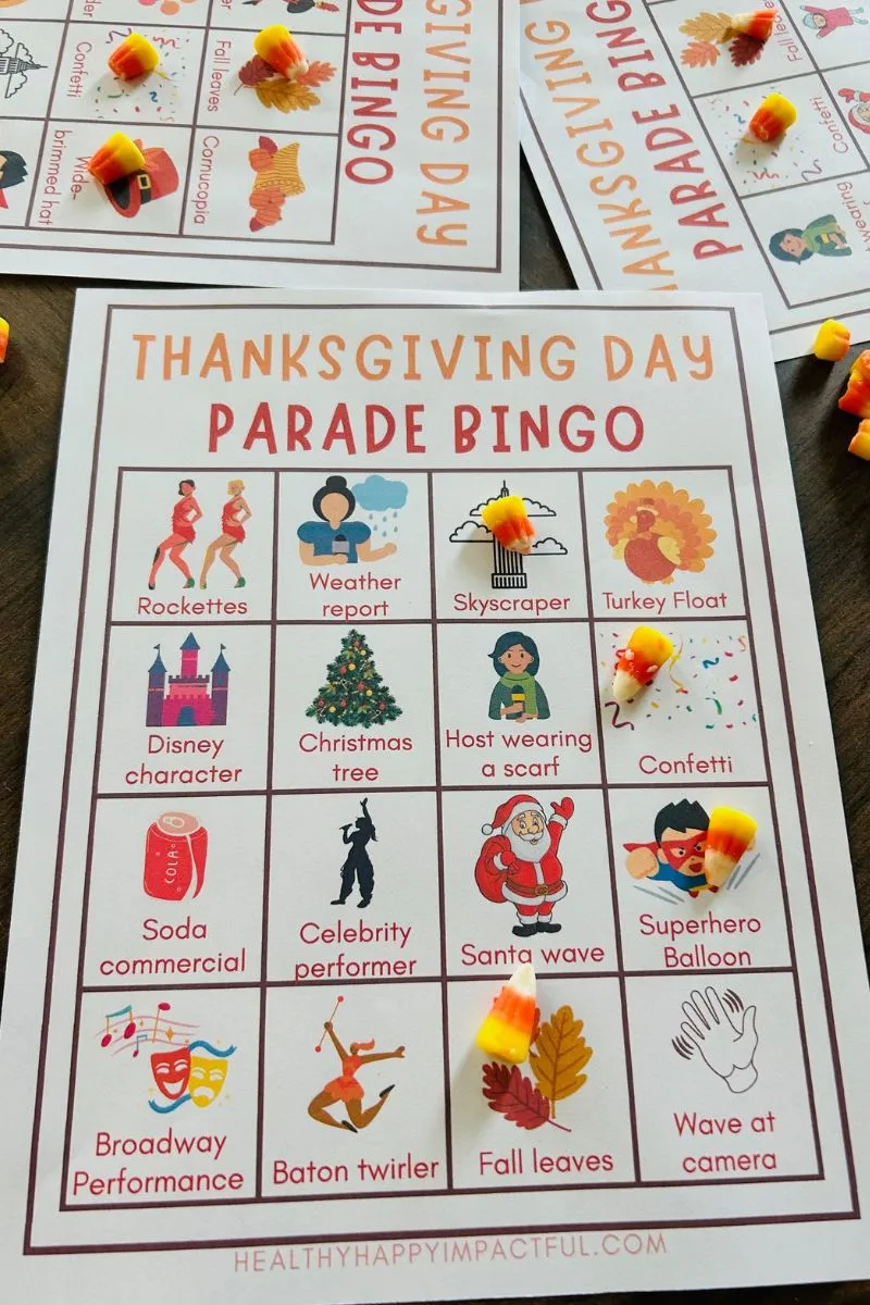 Thanksgiving parade bingo free printable cards for kids